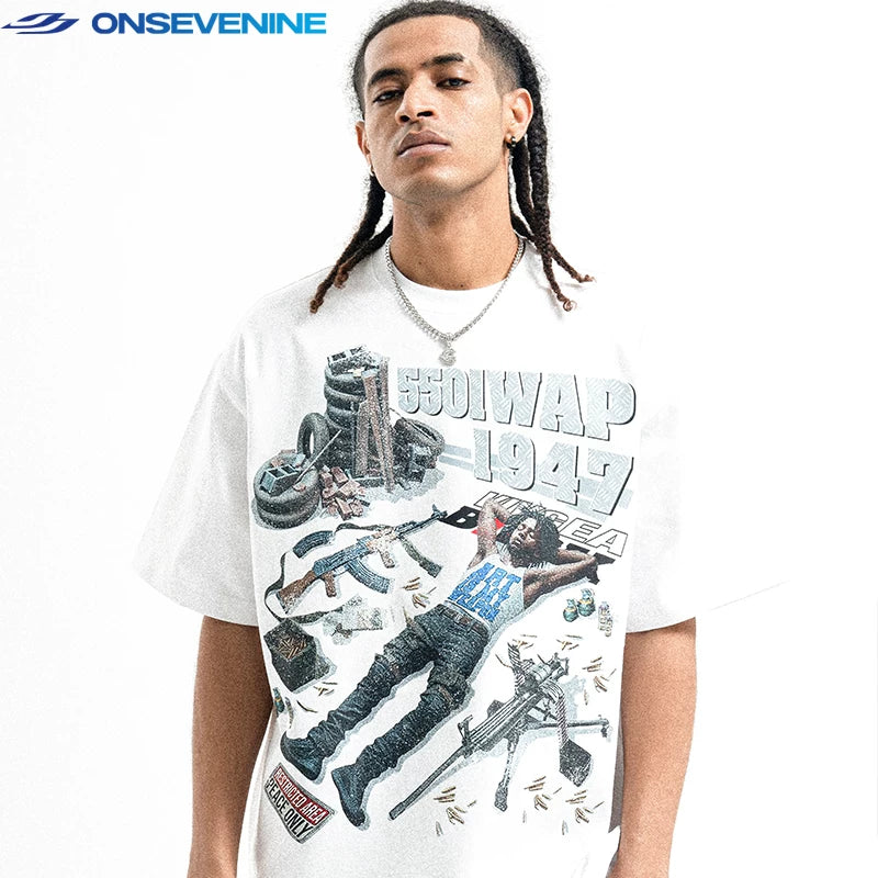 ONSEVENINE "550IWAP 1947" Collage Graphic Tee