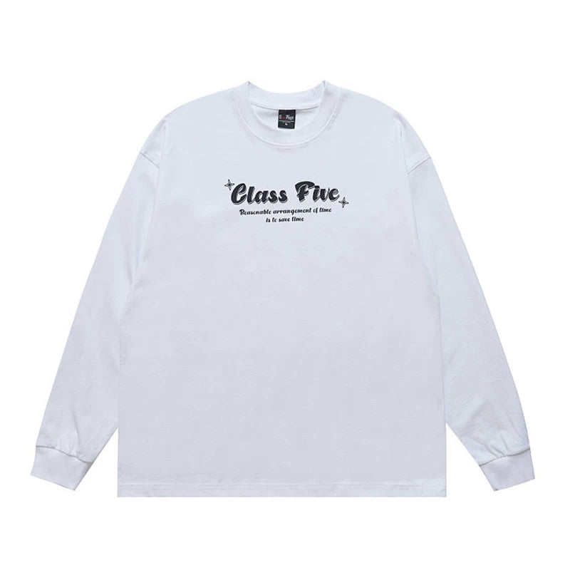 ONSEVENINE "Class Five" Typographic Long-Sleeve Shirt