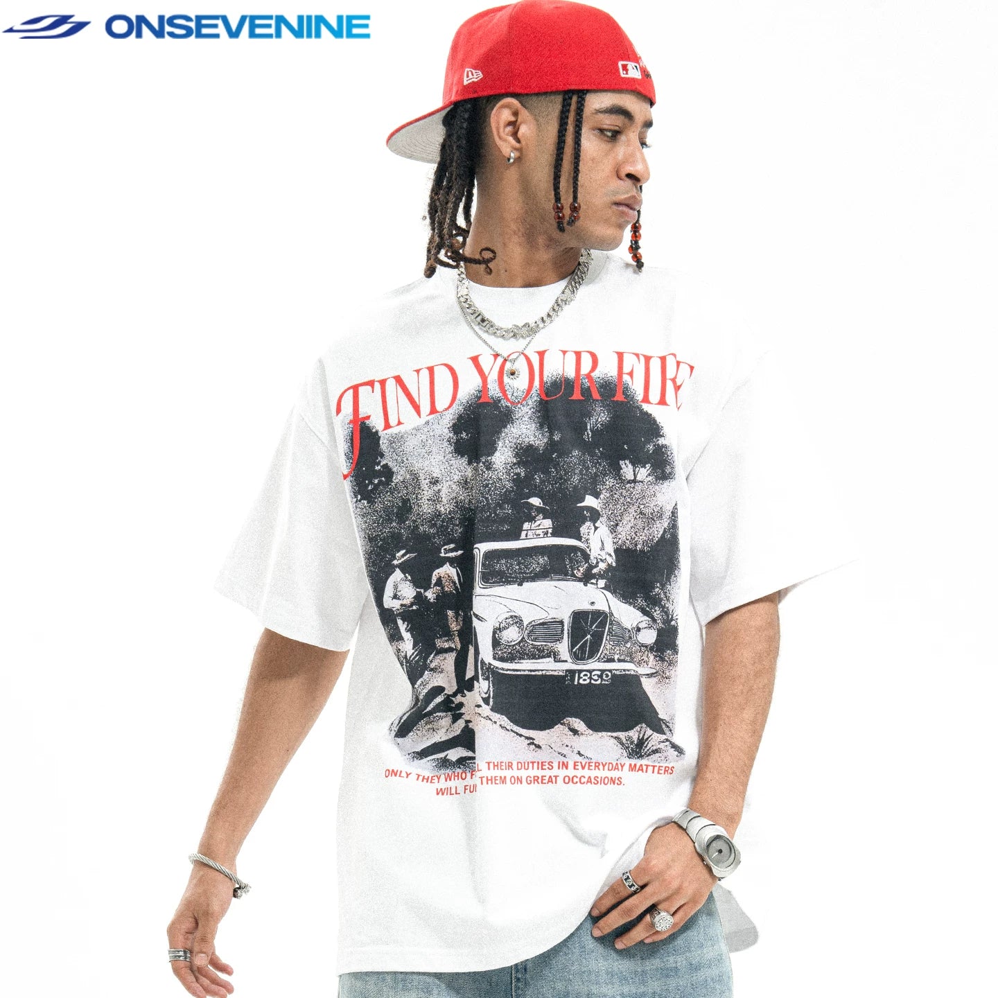 ONSEVENINE "Find Your Fire" Vintage Car Graphic Tee