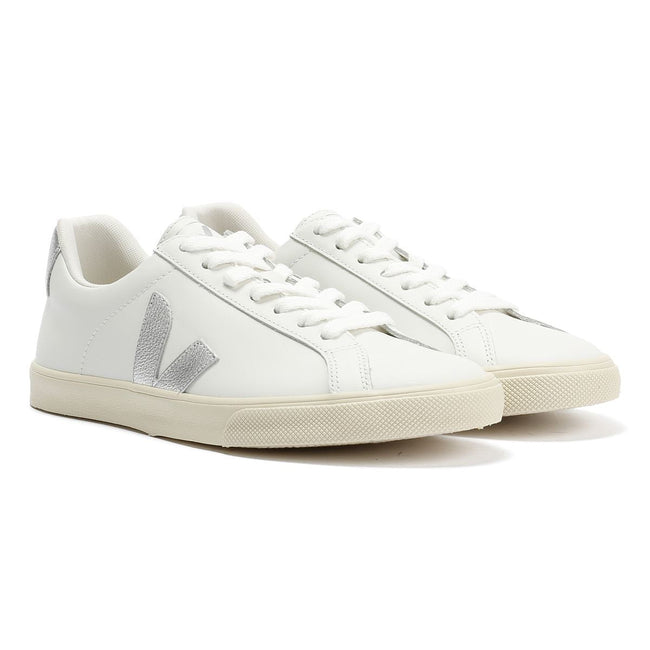 Veja Esplar Leather Women's Extra White/Silver Trainers Hover Image